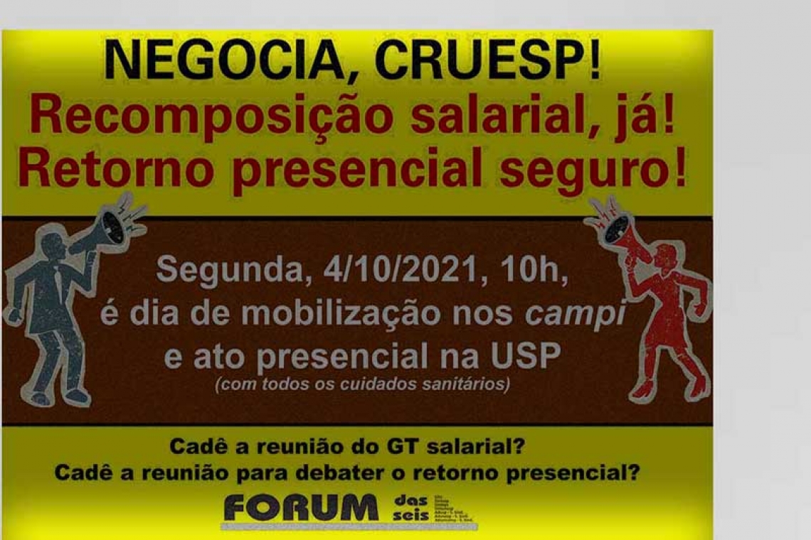 NEGOCIA, CRUESP! 4 de outubro é dia de mobilização nos campi e manifestação na USP