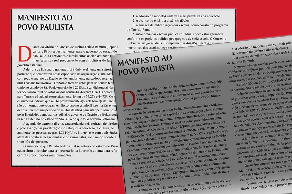 Reflexões sobre o cenário político e os desafios que virão: Fórum das Seis subscreve ‘Manifesto ao povo paulista’